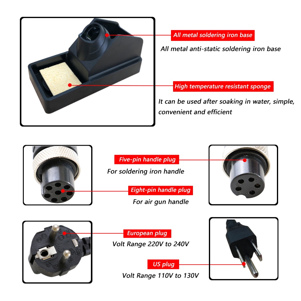 Stasiun Solder 8586 700W 2 in 1 Digital Display SMD Ulang Hot Air Gun Solder Besi 220V ESD Las Pematrian Alat Perbaikan