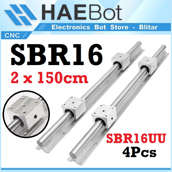 [HAEBOT] Set Rail SBR16 SBR 16 2x150cm Rel Linear Shaft As 16mm CNC Stainless Steel 2 x 150cm Motion