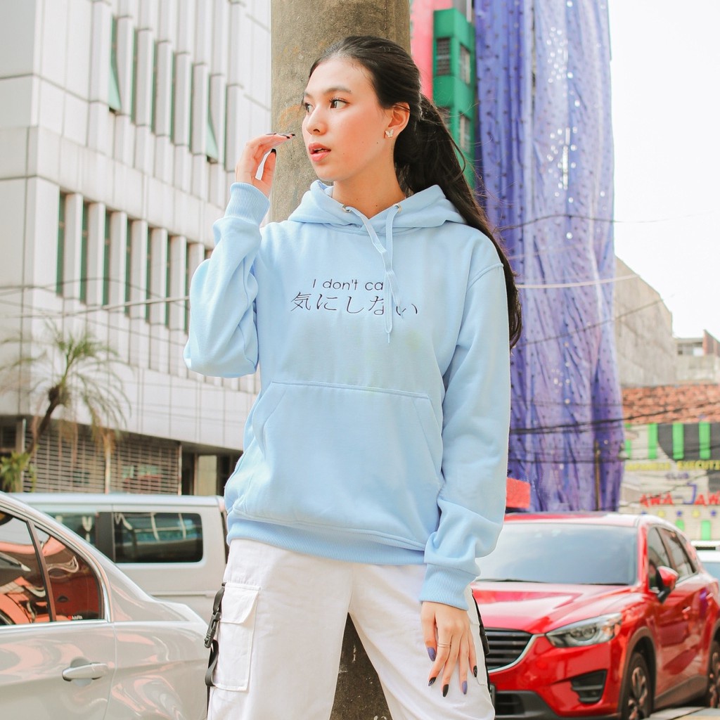 FenishaStore I DON'T’CARE Sweater Hoodie Jumper Wanita Korean Style Bisa Bayar Ditempat COD