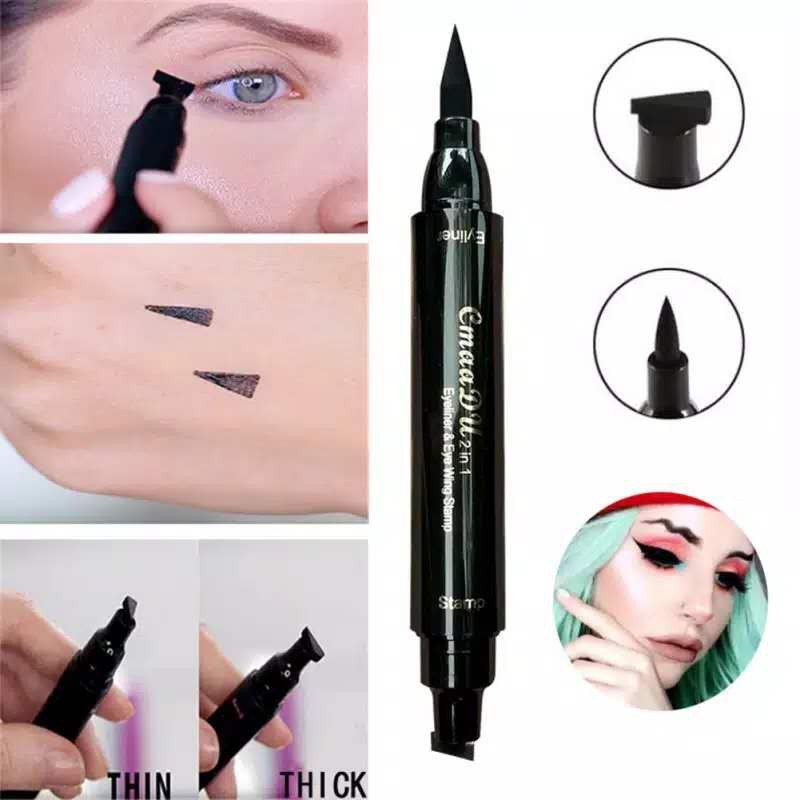 Bisa COD CMAADU Eyeliner 2 Sisi Cepat Kering Sexy Warna Hitam