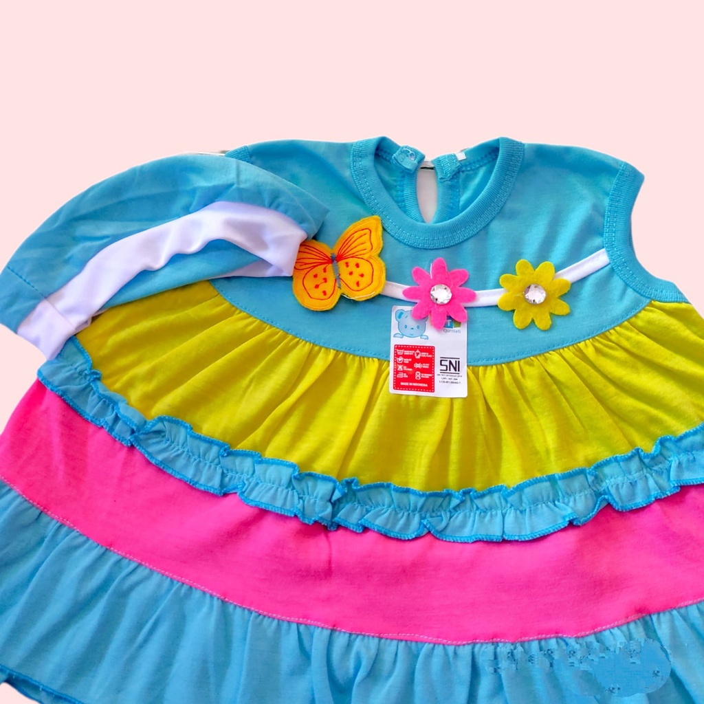 Setelan Baju Bayi Perempuan + Topi (0-12 Bulan) Dress Baju Bayi Perempuan Rok Bayi Bando Bayi Bandan Bayi Baju Celana Bayi