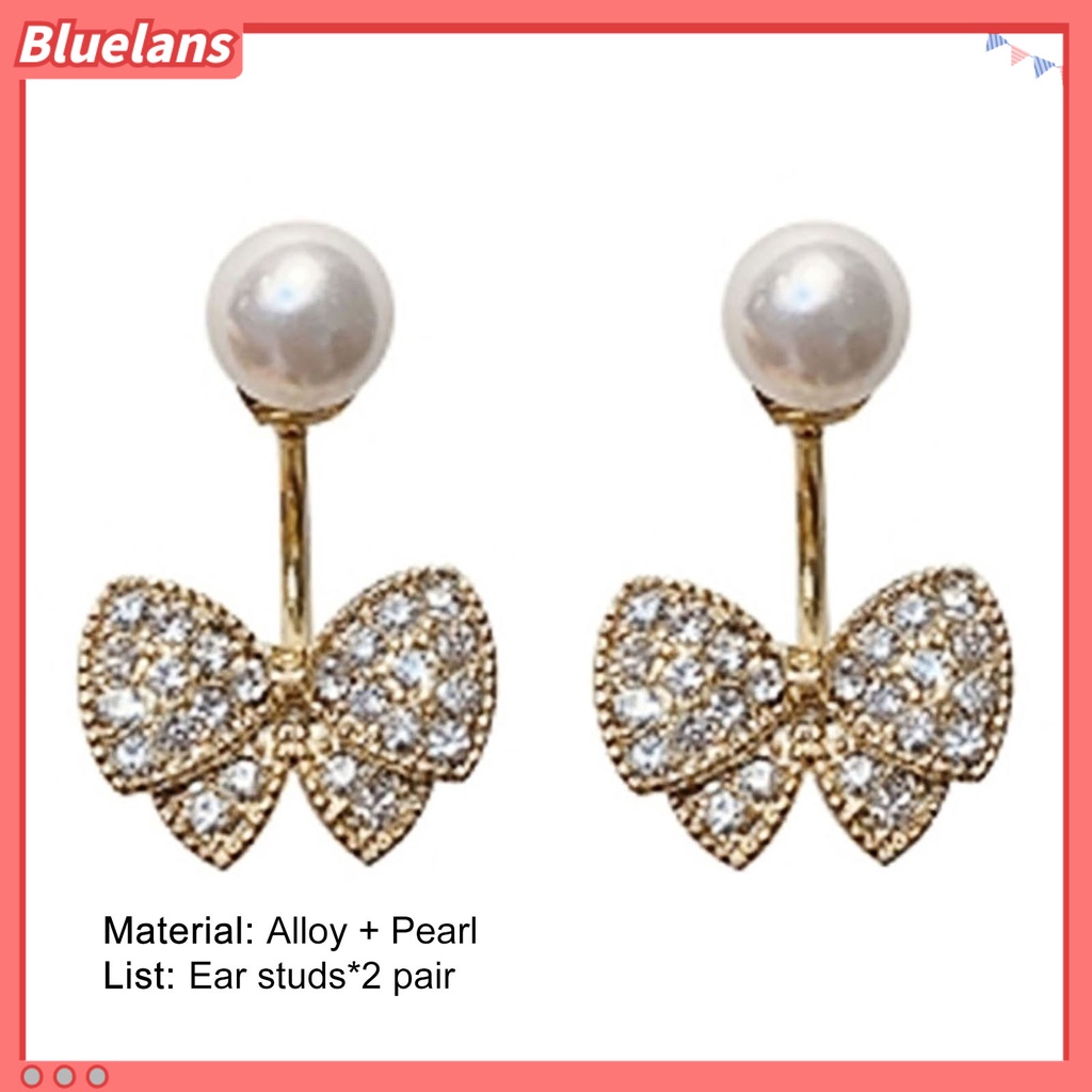 Bluelans 1 Pasang Anting Tusuk Gantung Wanita Bahan Alloy Hias Berlian Imitasi Untuk Pesta