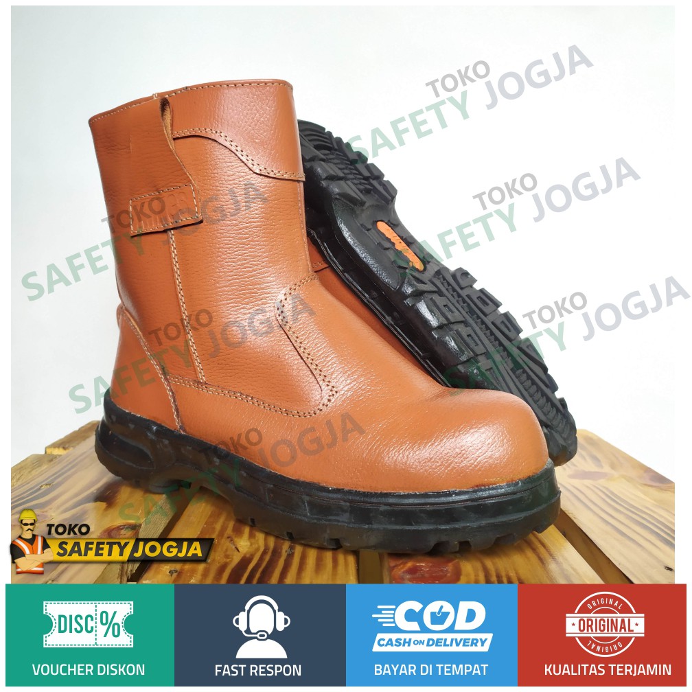 SEPATU SAFETY BOOT COKELAT KULIT ASLI