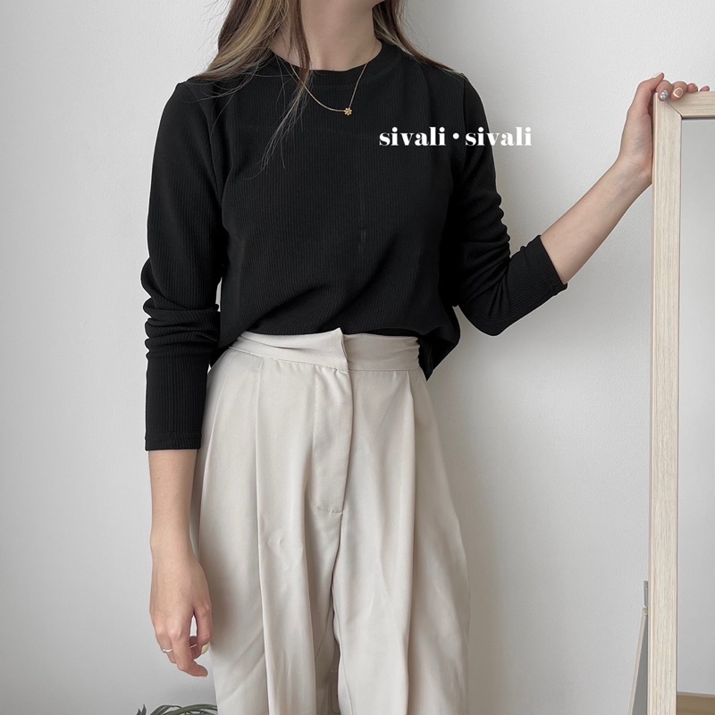 SIVALI Basic Longsleeve Shirt Rib Knit - Kaos Lengan Panjang Bahan Tebal - Inner 1500