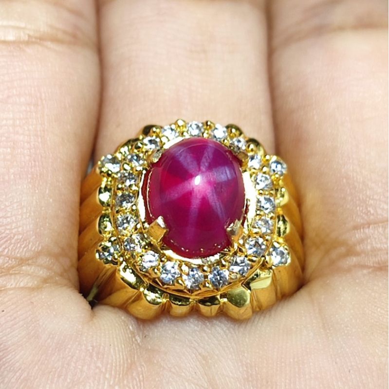 CINCIN GOLD SILVER 926 MEWAH DENGAN BATU RUBY AMERICAN STAR 6 ASLI BANGKOK