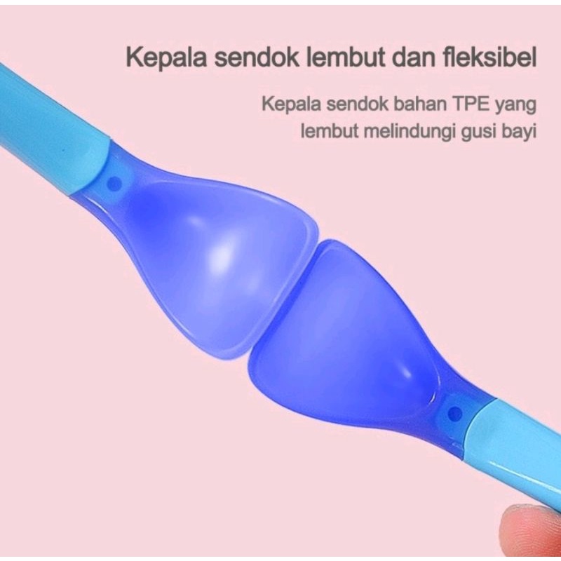 SENDOK MAKAN BAYI SENSOR SUHU PANAS / SENDOK GARPU BAYI SILIKON / SENDOK MAKAN BAYI SILIKON / BABY SPOON SILICONE BPA FREE