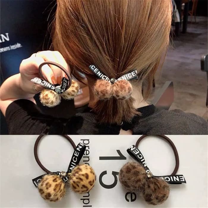 1 PCS IKAT RAMBUT KARET LEOPARD BALL GAYA KOREA IMPORT - 946 #