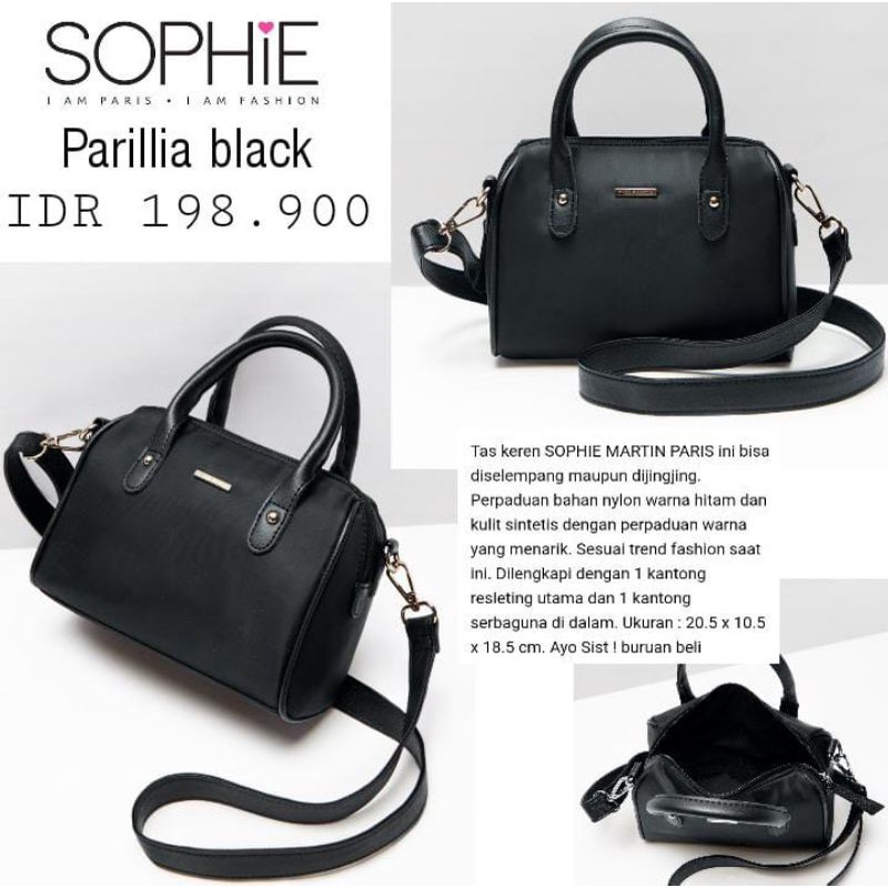 TAS PARILLIA BLACK SOPHIE MARTIN TAS SELEMPANG WANITA SOPHIE MARTIN PARIS TAS JINJING WANITA TAS TER