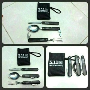 Set Peralatan Camping 5.11 Tactical Series Sendok,Garpu,Pisau Lipat