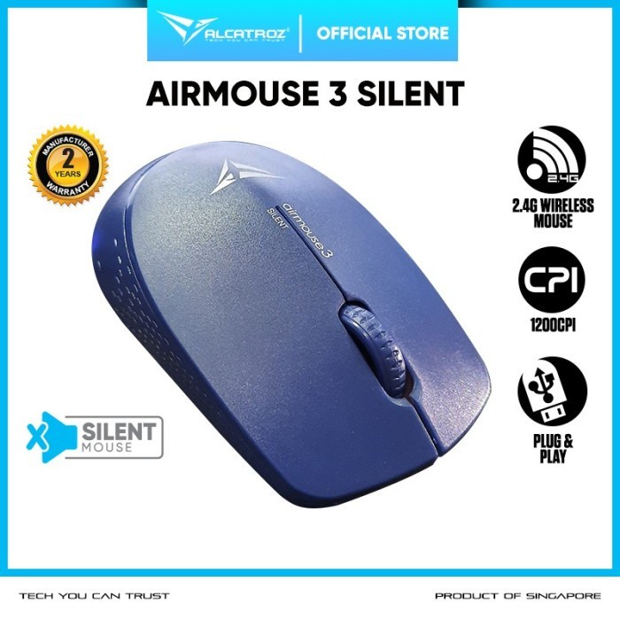 Alcatroz Airmouse 3 Wireless Silent Click Mouse Office - Blue