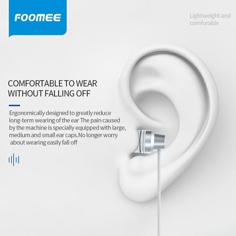 (FOOMEE A44) Headset Powerfull Bass Stereo Earphone Hifi Sound Quality