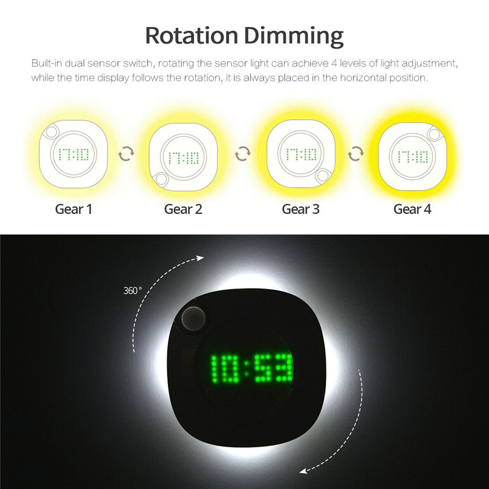 Jam Dinding Digital Dengan Lampu Malam LED + Sensor Pintar