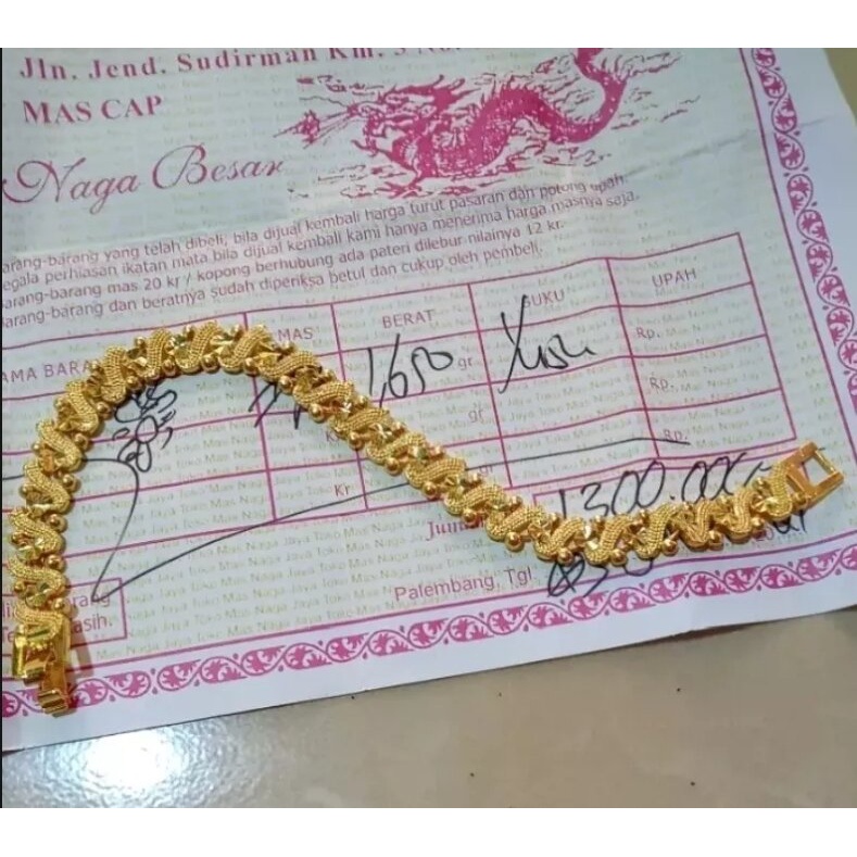 gelang tangan tipe s hongkong mas asli anti karat 5gr