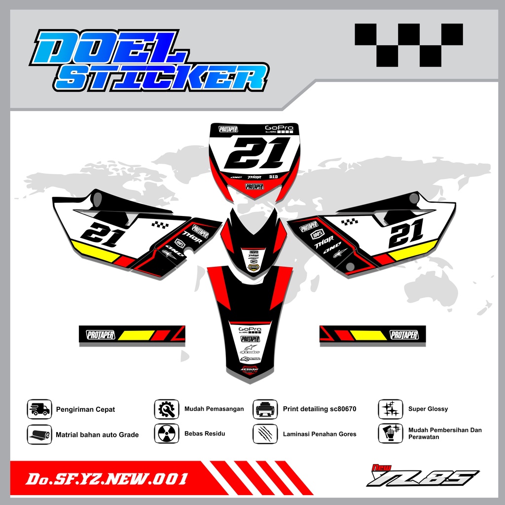 Sticker Striping YZ NEW List Variasi Hologram , Crome Doel 001