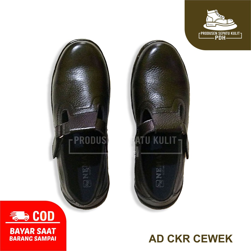 SEPATU SAFETY WANITA SEPTI CEWEK KULIT ASLI SEPATU SEFTY CEWEK SLIP ON UJUNG BESI SEPATU SEKOLAH PROYEK