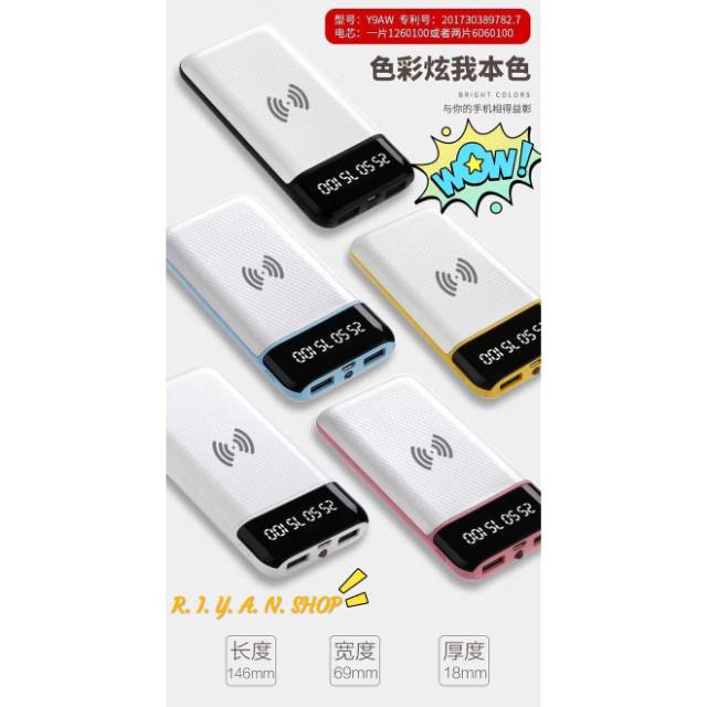 "SANGAT MURAH" WIRELESS  POWER BANK  CHARGER 10000 MAH POWER BANK WIRELESS Q8