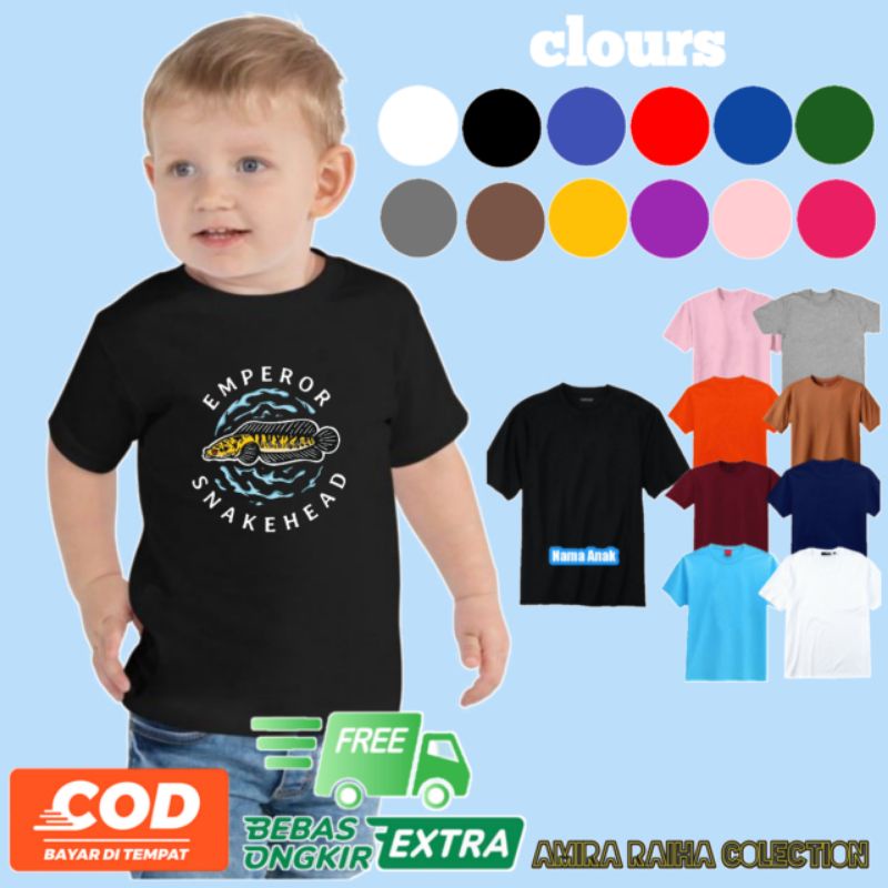 IKAN CHANNA kaos anak channa/baju ikan hias channa/kaos gambar ikan channa/baju channa ikan hias[beb