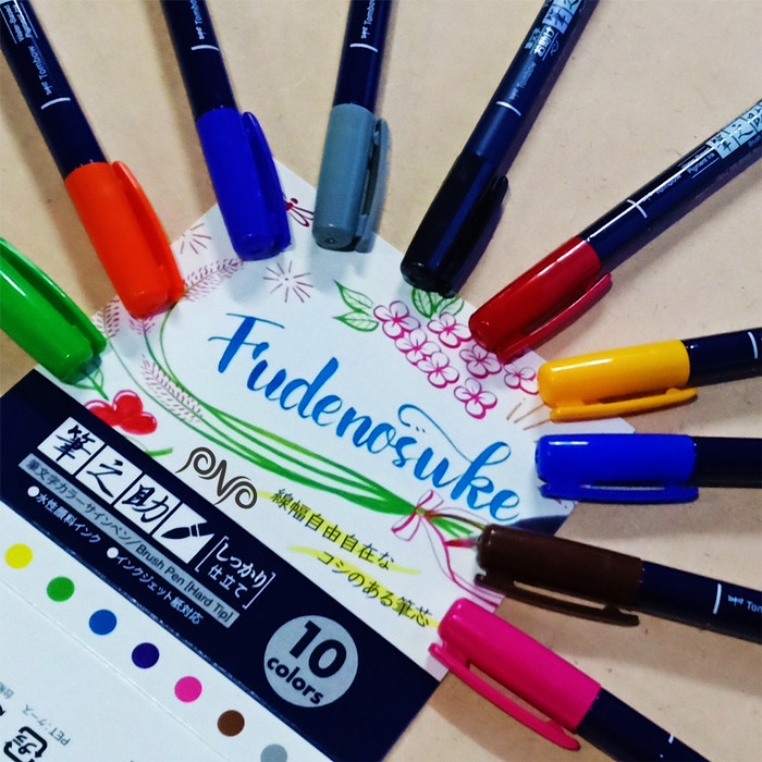 

DISKON- BISA COD Tombow Fudenosuke Brush Pen Hard Tip Set 10 Kuas Lettering Kaligrafi