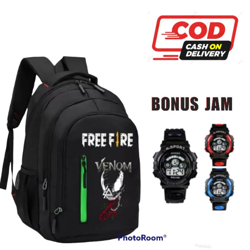 Tas Ransel anak FF venom bonus jam tangan