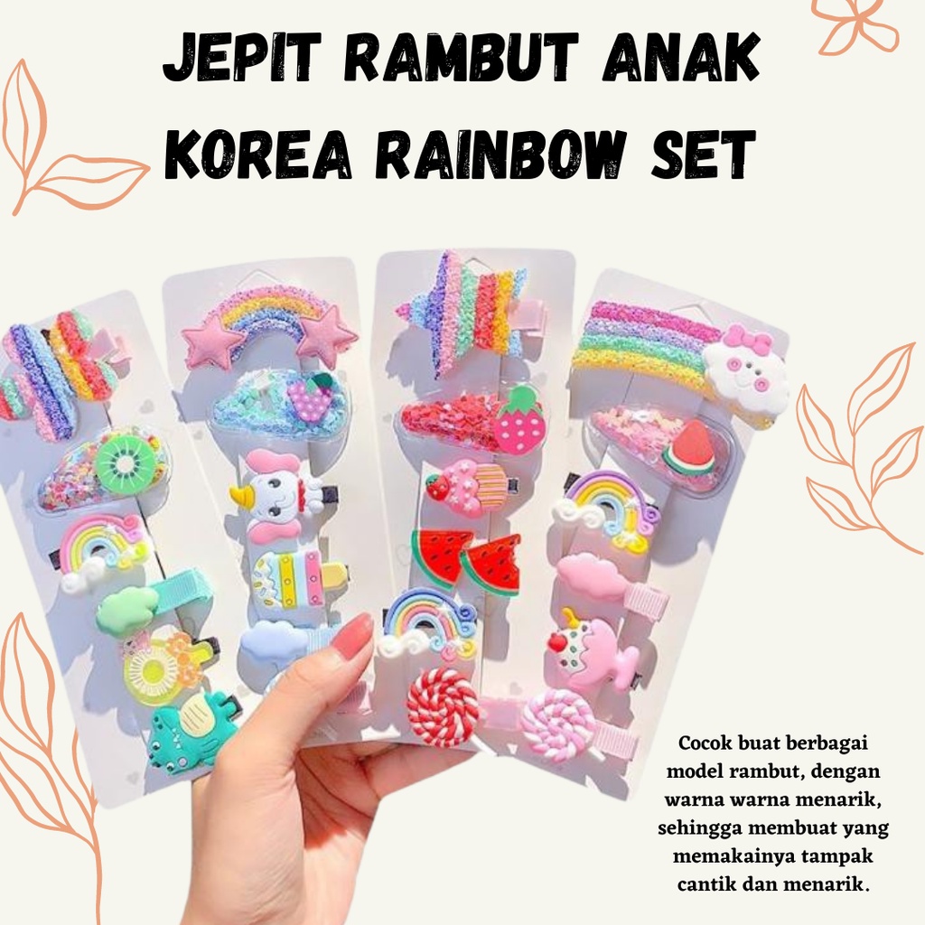 TERLARIS!!! Jepit Rambut Anak / Jepit Rambut Anak Korea Rainbow Set 6 pcs - cloud