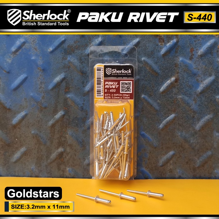 Paku Rivet Sherlock S - 440 size 3.2 mm x 11 mm ( isi +/- 50 pcs )