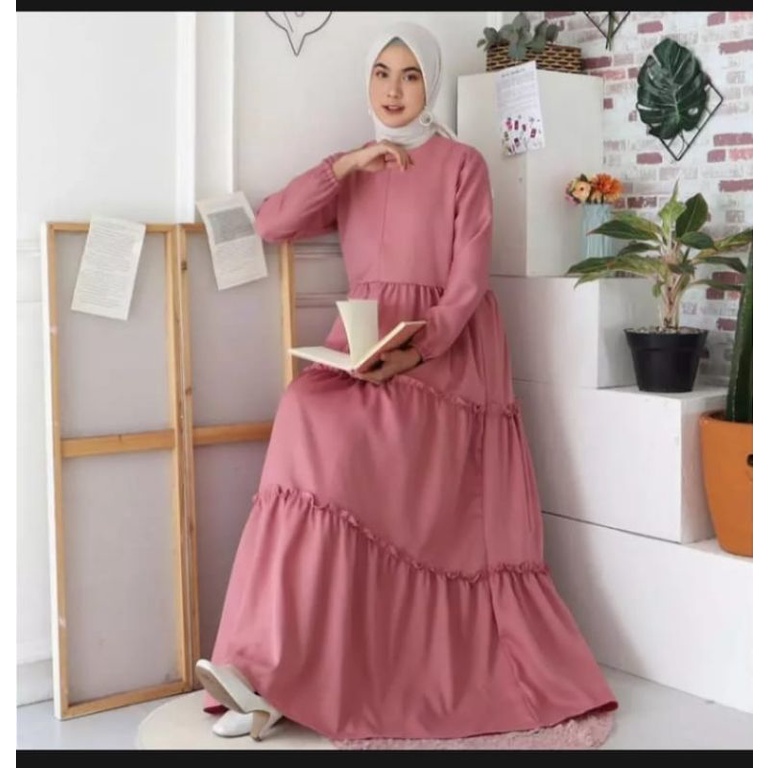 RUFFLE DRESS MAXI TERBARU/ GAMIS CERUTY FULL PURING/ GAMIS POLOS REMPEL 3 SUSUN/ GAMIS SIMPLE &amp; ELEGAN/ PREMIUM MOTIF KEKINIAN