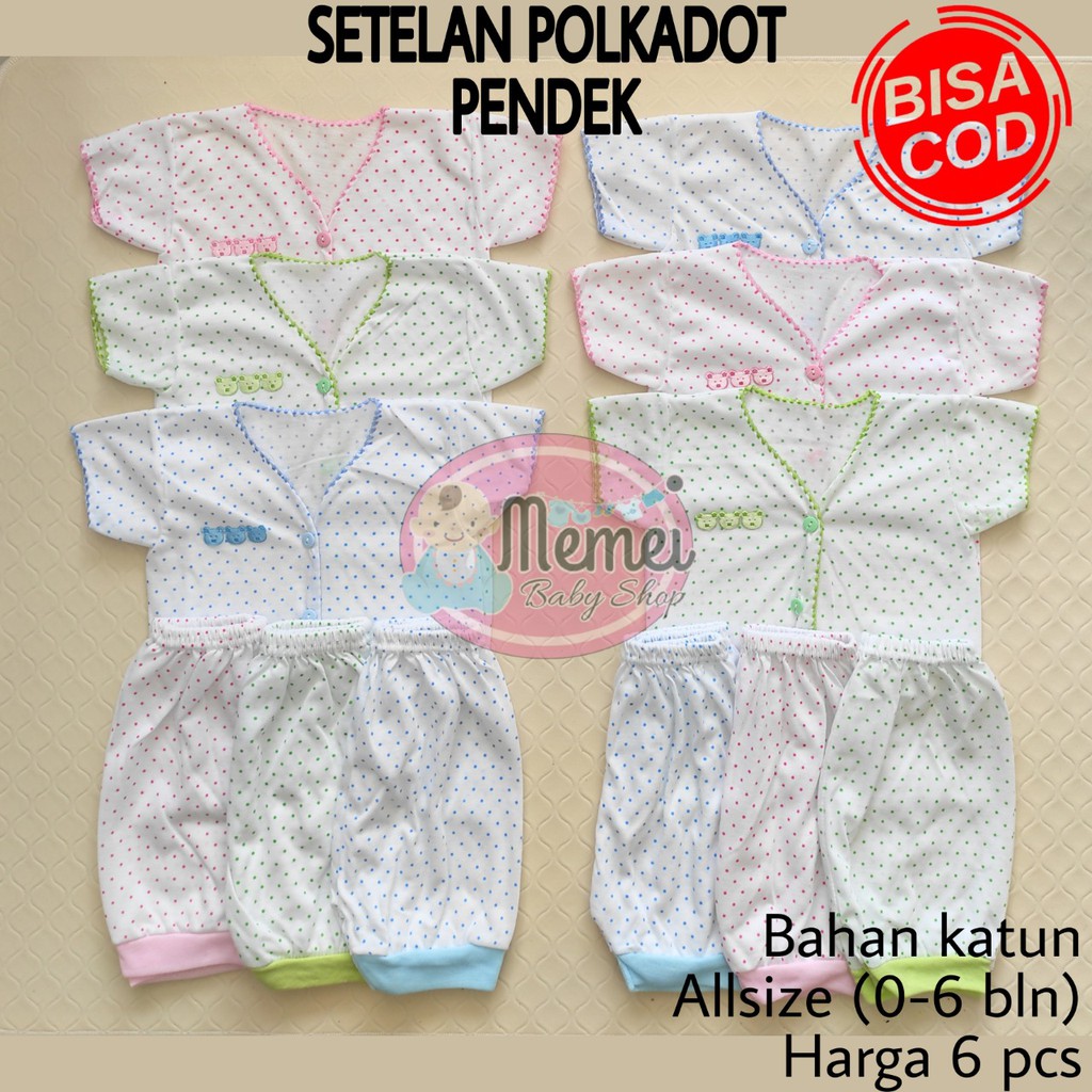 1 LUSIN (12 set) Setelan bayi pendek POLKADOT perlengkapan bayi lahir