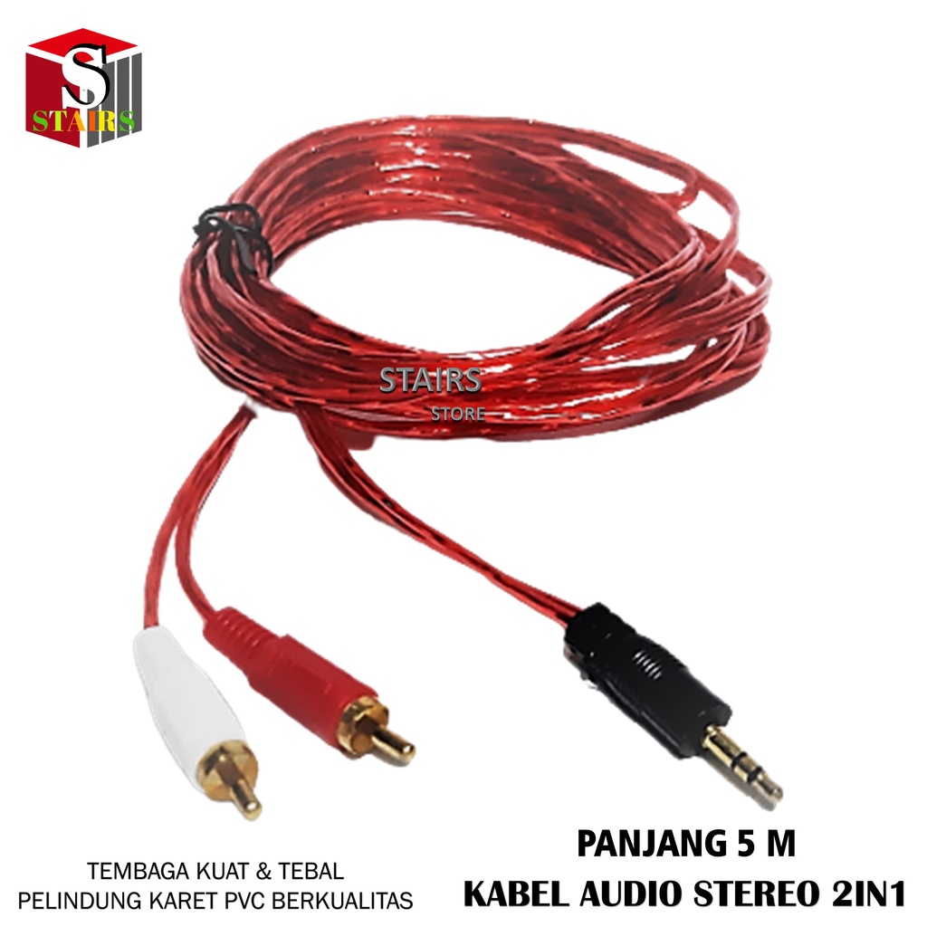 Kabel Audio 2.1 Kabel Tembaga Tebal Port Kuningan Panjang 5 Meter