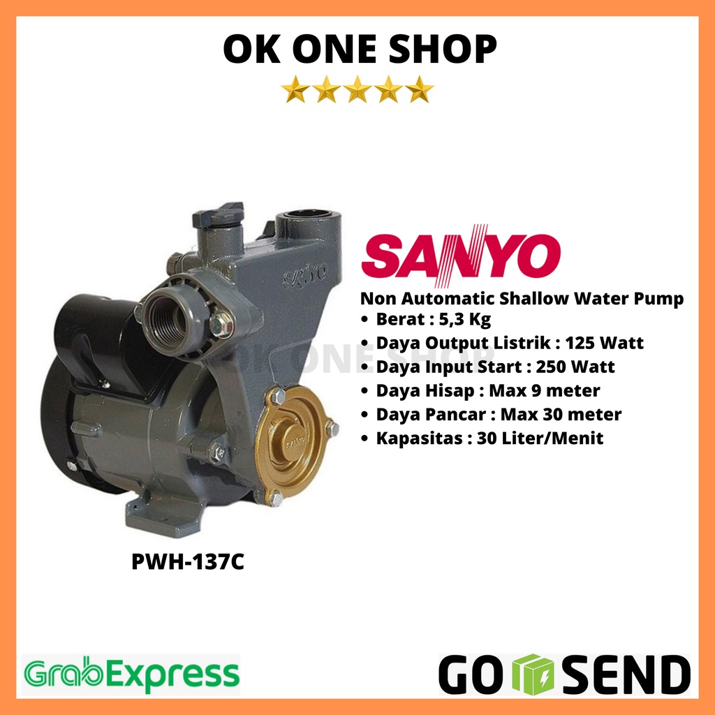 SANYO Pompa Air PWH-137CS / PWH-137 CS (NON AUTOMATIC)