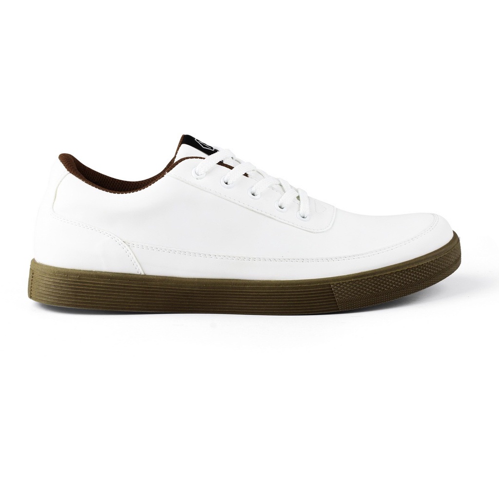 DEDRICK WHITE BROWN - Sepatu Sneakers Pria Casual Unisex Original