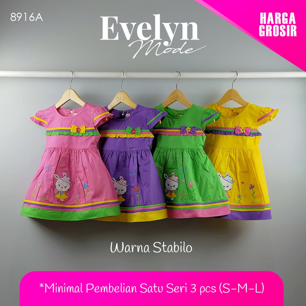 Baju Anak /Merek Evelyn/ Tanah Abang/Grosir/Pakaian Anak/Dress Anak/ Gaun Anak/Rok Anak /8916A-grs