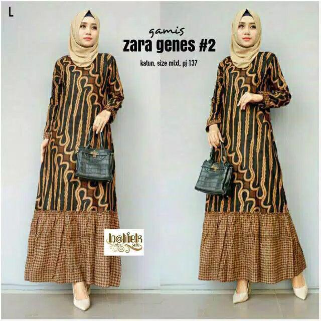 Gamis Rempel Genes #2 Kombinasi Batik Sogan Premium Muslim Modern