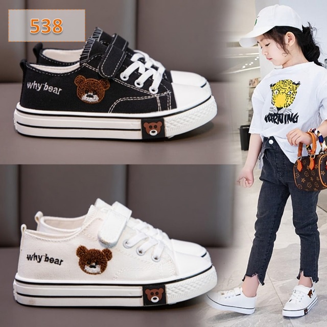 Sneakers Anak Whybear Low Cewek Cowok Hitam Kuning Merah Pink Putih (538)