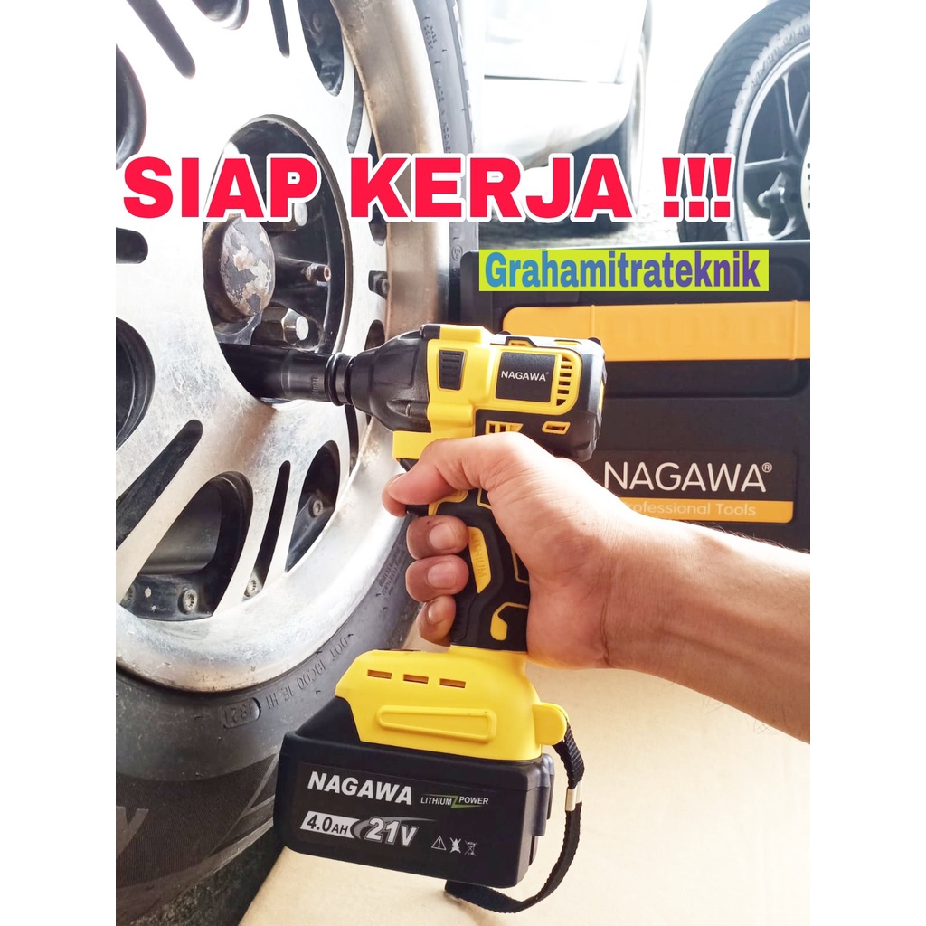 BOR PEMBUKA BAUT IMPACT WRENCH BOR IMPACT NAGAWA NIC-21K DUA BATERAI IMPACT BRUSHLESS MOTOR  FULLSET