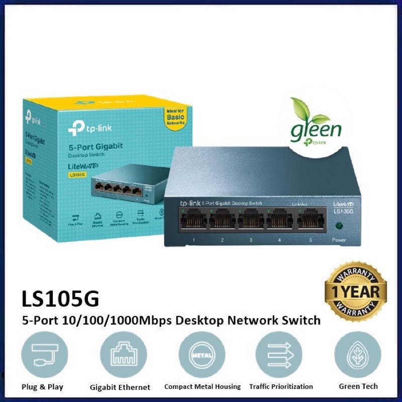 TP-Link 5 Port LS105G Gigabit Tplink Metal Case Desktop Switch Hub