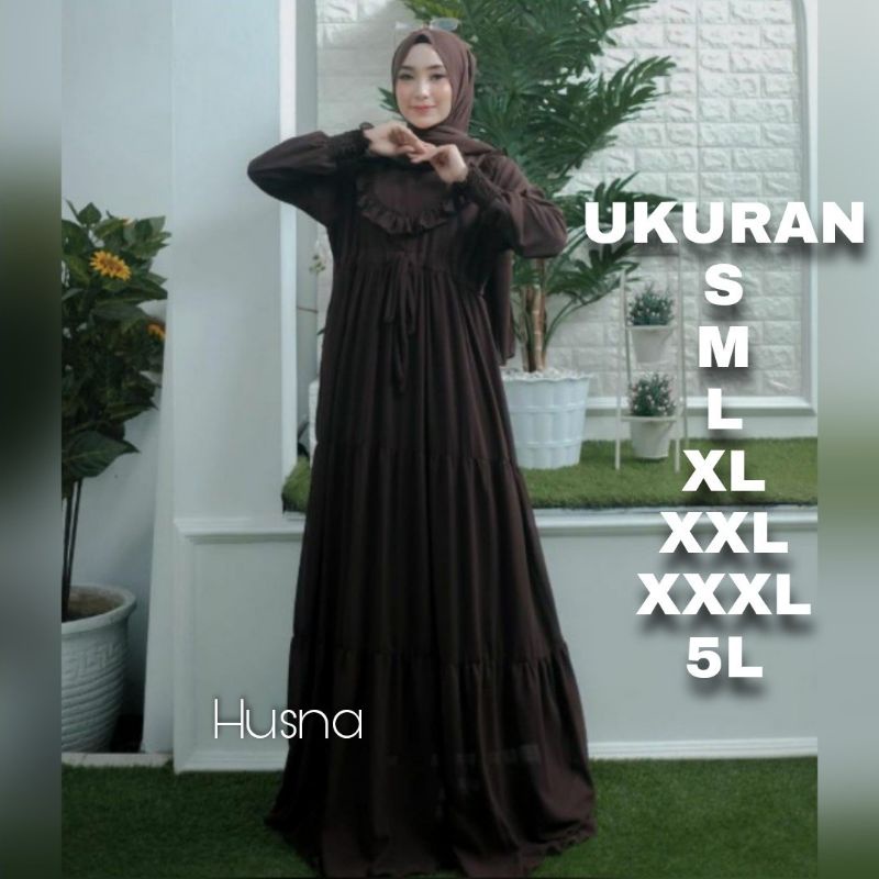 Premium Series HUSNA Dress Ceruty Babydoll Polos  Big Size Ukuran Size S M L XL 2XL 3XL 4XL XXL XXXL  XXXXL 2L 3L 4L 5L  Dress Wanita Jumbo Gamis Big Size Baju Korea Over Size