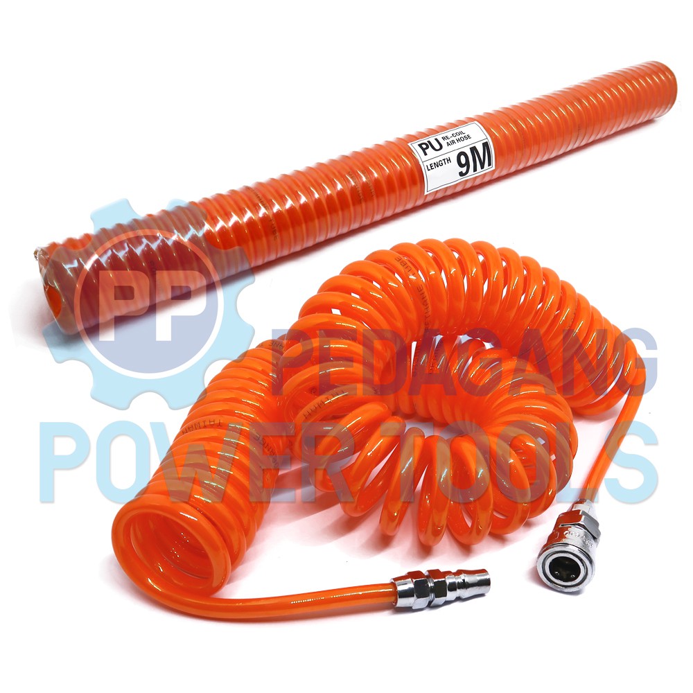 ORANGE SELANG SPIRAL 9 METER MESIN KOMPRESOR ANGIN AIR RECOIL HOSE 9M