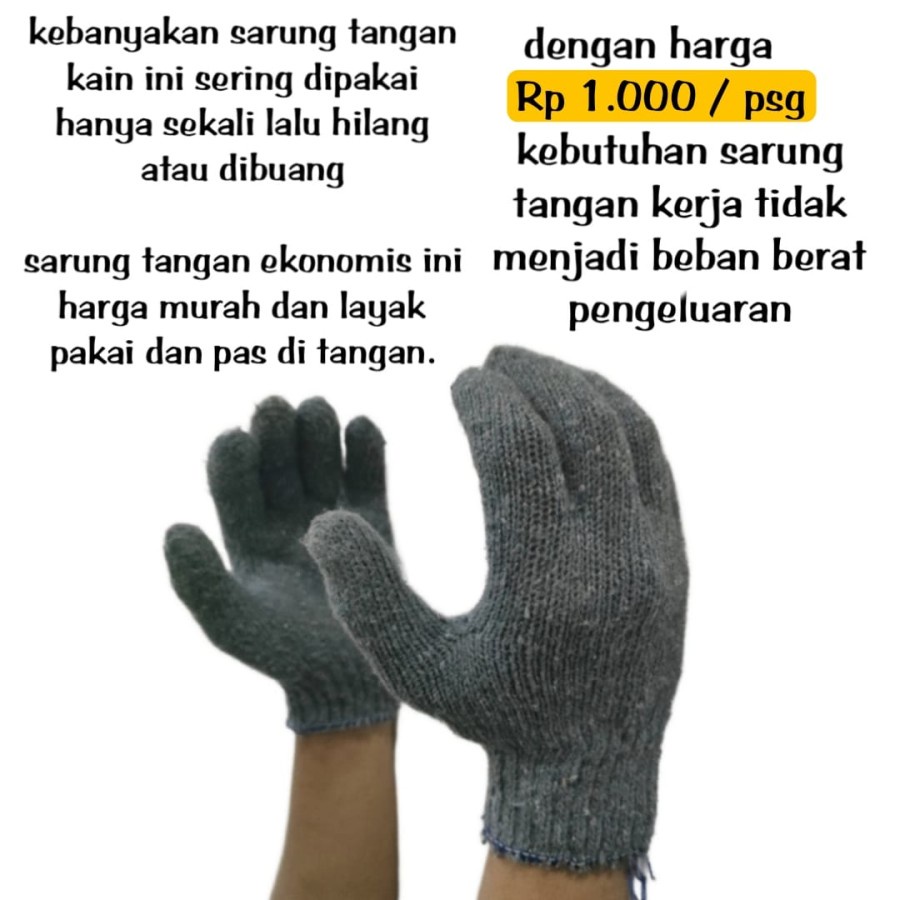 Sarung tangan kain abu - abu / Sarung tangan proyek / Sarung tangan murah