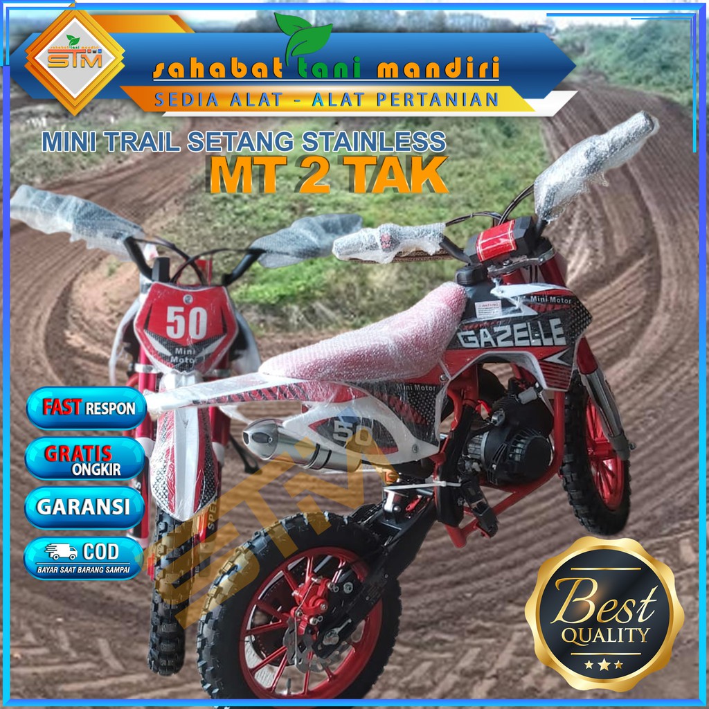 Motor Medium Trail MT 2 Stang Stainlis 50CC Mesin 2 Tak Motor mini Motor Cross Mainan Motor Anak