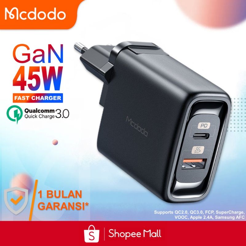 Mcdodo Charger 45W Type C VOOC QC3.0 SuperCharge Fast Charging CH-8000100% Original