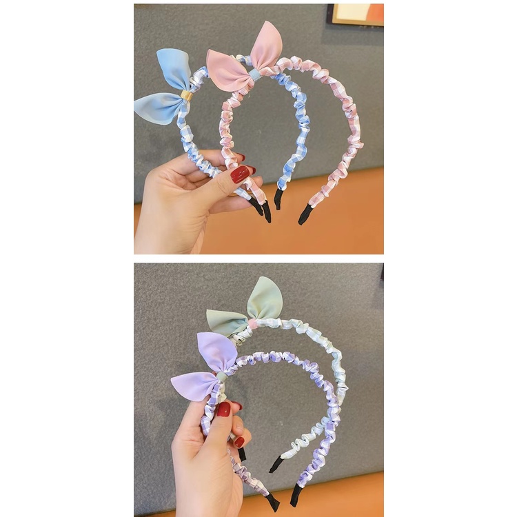 Bando/Bandana Anak/Dewasa Motif Pita Korean Style Warna Pastel Untuk Aksesoris Rambut