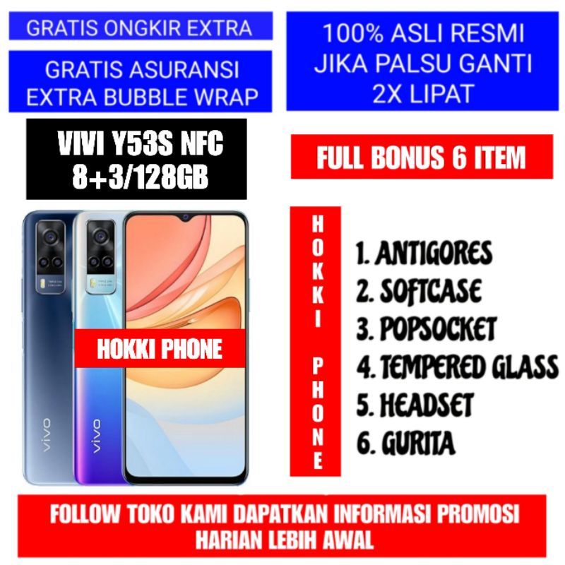 VIVO Y53S NFC RAM 11GB ROM 128GB GARANSI RESMI VIVO 1 TAHUN