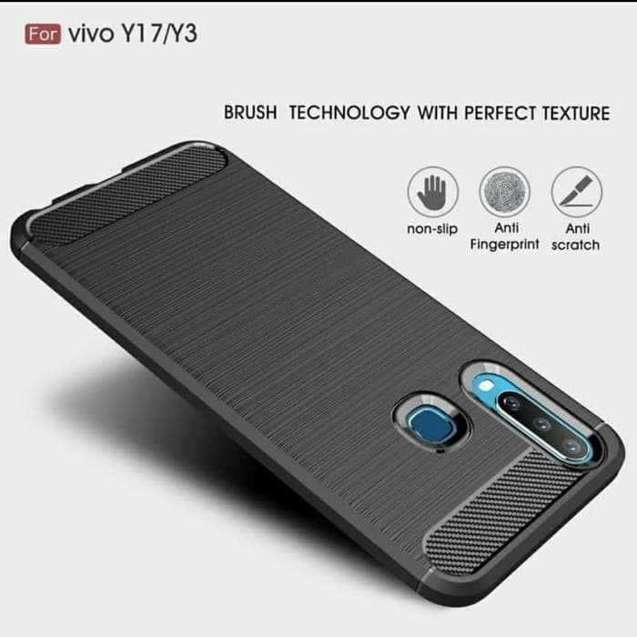 CASE SLIM FIT CARBON IPAKY VIVO Y12 VIVO Y15 VIVO Y17 SOFTCASE - FA