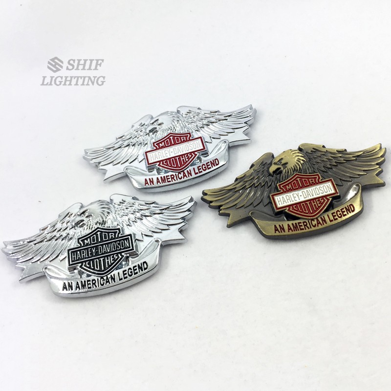 1Pc Stiker Emblem / Badge Motif Elang Harley Davidson Bahan Metal untuk Motor / Mobil