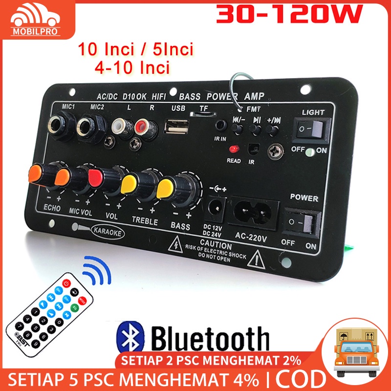 COD 10 inci 5inci Amplifier Board Karaoke Audio Bluetooth USB FM Radio TF Player Subwoofer 30-120W