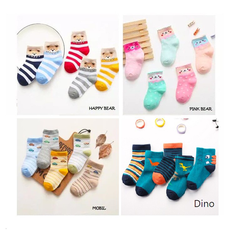  5 SET Kaos  Kaki  Bayi  Kaos  Kaki  Anak Motif Beruang 12 