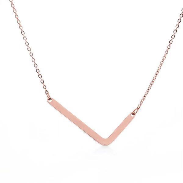 Kalung itanium abjad Rose gold 18K fashion wanita kalung murah import/Fashion Style