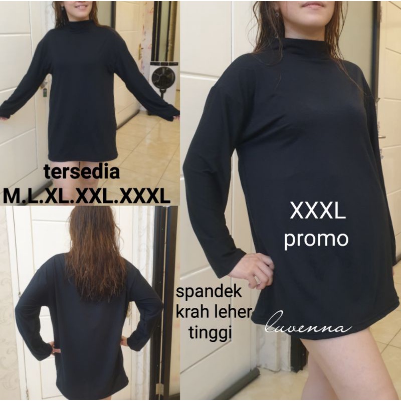 spandex leher tinggi ukuran M.L.XL.XXL.XXXL jumbo tgn panjang