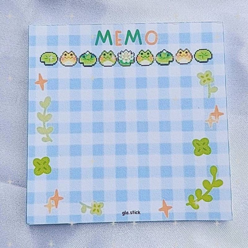 Memo pad by sunbearry.co custom memo pad bts snoppy aesthetic star scrabook-Frog gingham memo