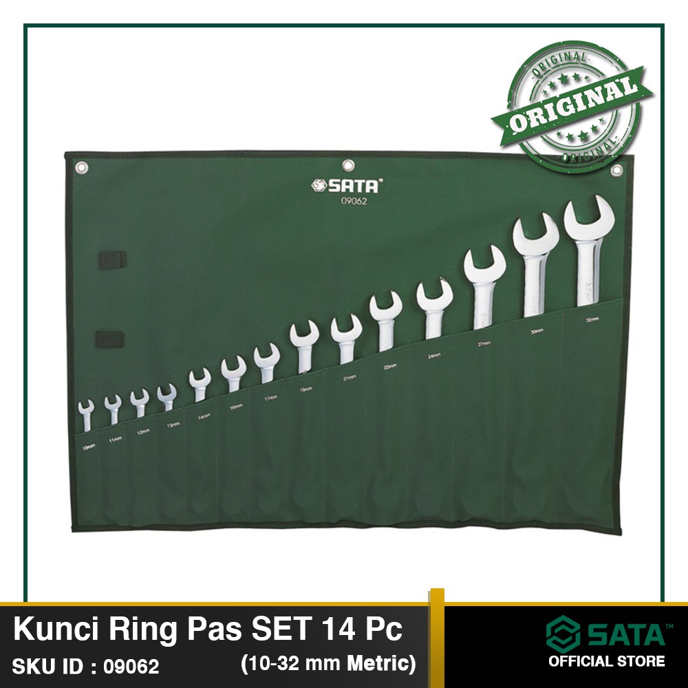 Kunci Ring Pas SET 14 Pcs METRIC 09062 Combination Wrench SATA TOOLS